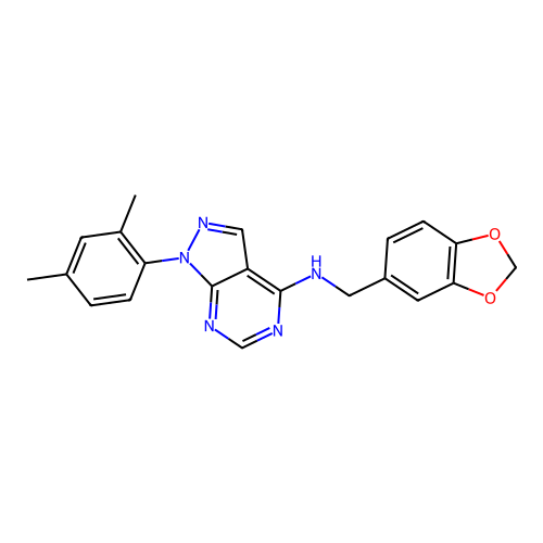 N-(1,3-benzodioxol-5-ylmethyl)-1-(2,4-dimethylphenyl)pyrazolo[3,4-d]pyrimidin-4-amine structure