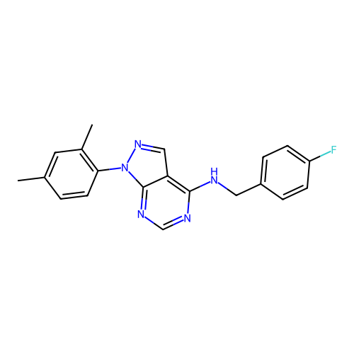 1-(2,4-dimethylphenyl)-N-(4-fluorobenzyl)-1H-pyrazolo[3,4-d]pyrimidin-4-amine structure
