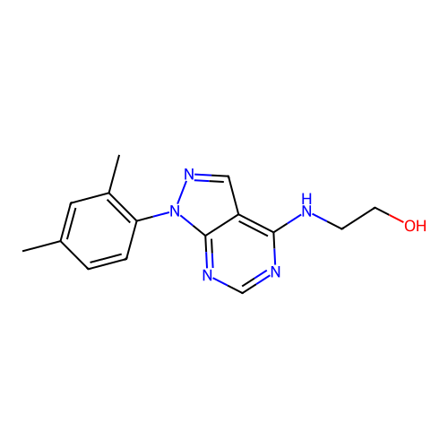 2-((1-(2,4-dimethylphenyl)-1H-pyrazolo[3,4-d]pyrimidin-4-yl)amino)ethanol structure
