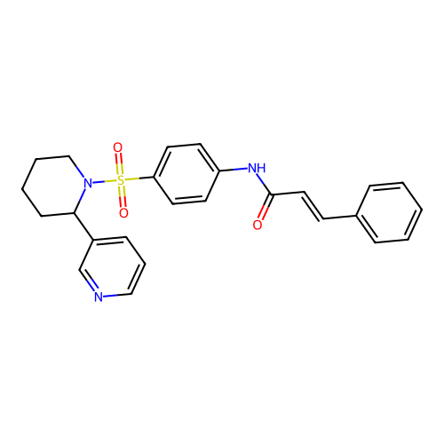 N-(4-((2-(pyridin-3-yl)piperidin-1-yl)sulfonyl)phenyl)cinnamamide structure