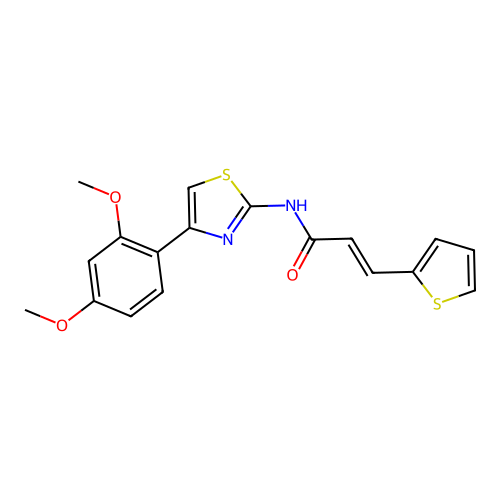 (E)-N-(4-(2,4-dimethoxyphenyl)thiazol-2-yl)-3-(thiophen-2-yl)acrylamide structure