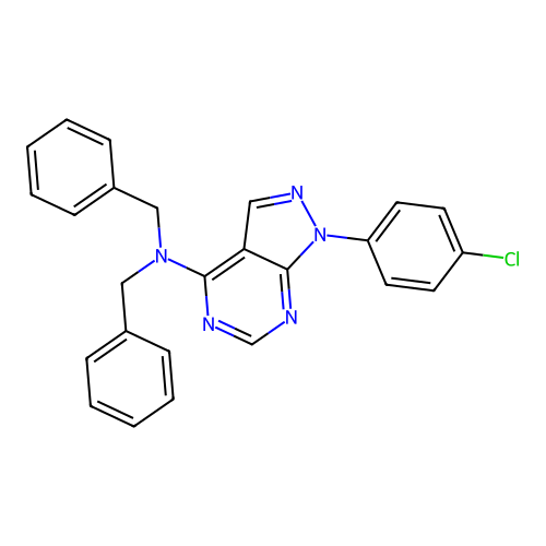 N,N-dibenzyl-1-(4-chlorophenyl)-1H-pyrazolo[3,4-d]pyrimidin-4-amine structure