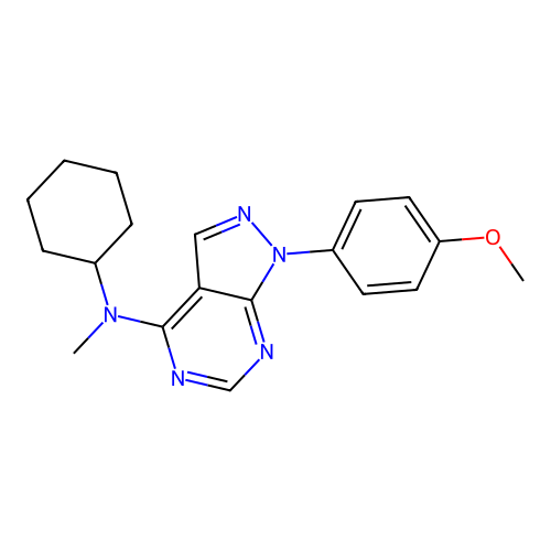 N-cyclohexyl-1-(4-methoxyphenyl)-N-methylpyrazolo[3,4-d]pyrimidin-4-amine structure
