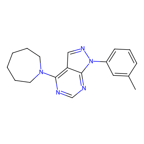 4-(azepan-1-yl)-1-(3-methylphenyl)-1H-pyrazolo[3,4-d]pyrimidine structure