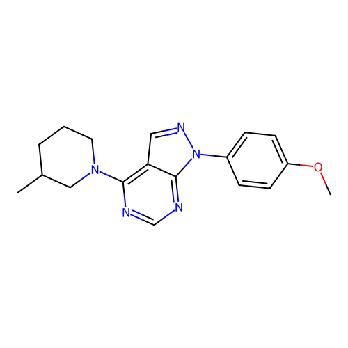 1-(4-methoxyphenyl)-4-(3-methylpiperidin-1-yl)-1H-pyrazolo[3,4-d]pyrimidine structure