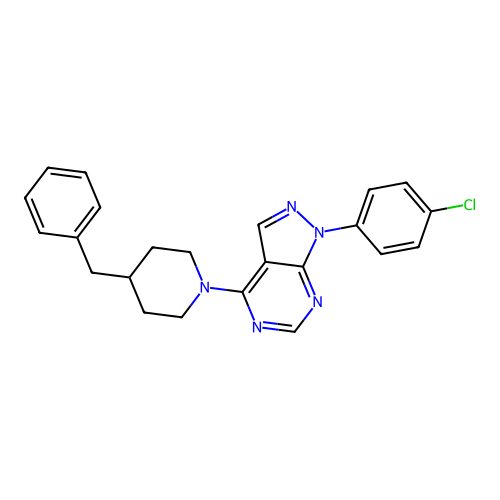4-(4-benzylpiperidin-1-yl)-1-(4-chlorophenyl)-1H-pyrazolo[3,4-d]pyrimidine structure