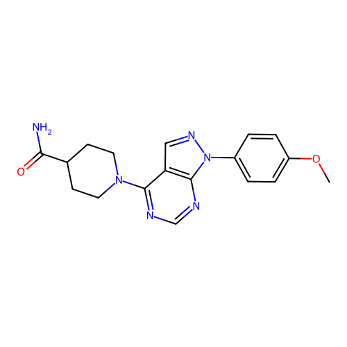 1-[1-(4-Methoxyphenyl)-4-pyrazolo[3,4-d]pyrimidinyl]-4-piperidinecarboxamide structure