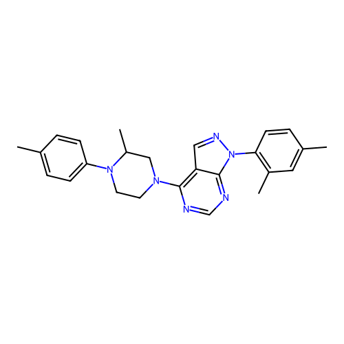 1-(2,4-dimethylphenyl)-4-[3-methyl-4-(4-methylphenyl)piperazin-1-yl]-1H-pyrazolo[3,4-d]pyrimidine structure