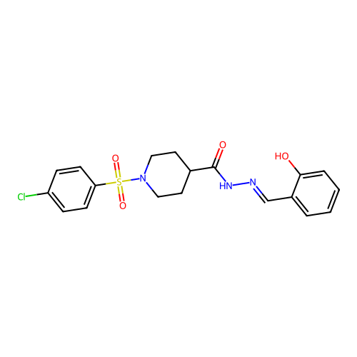 1-(4-Chlorophenyl)sulfonyl-N-[(2-hydroxyphenyl)methylideneamino]piperidine-4-carboxamide structure