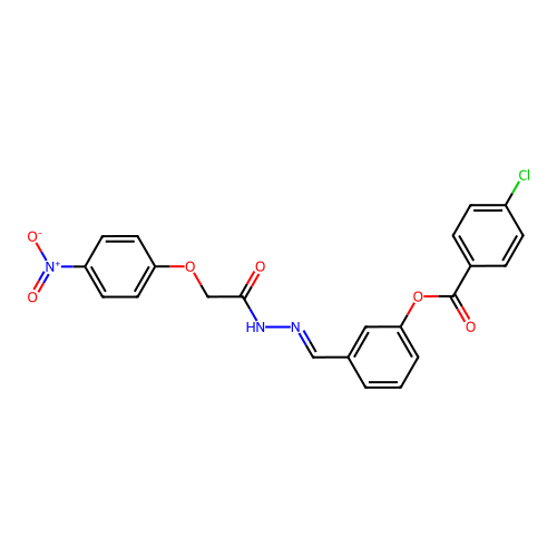 3-(2-((4-Nitrophenoxy)acetyl)carbohydrazonoyl)phenyl 4-chlorobenzoate structure