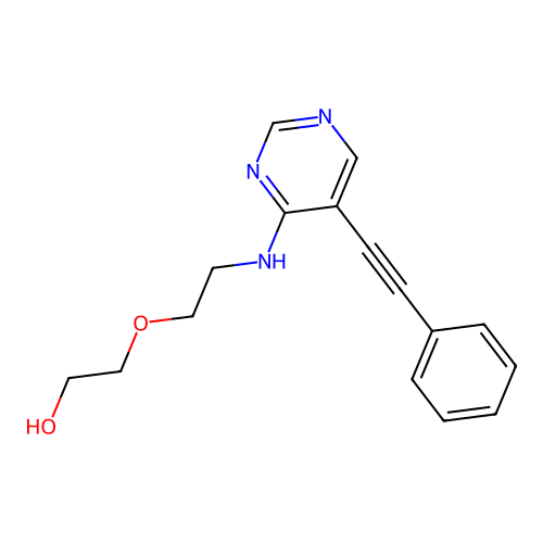 Ethanol, 2-[2-[[5-(phenylethynyl)-4-pyrimidinyl]amino]ethoxy]- structure