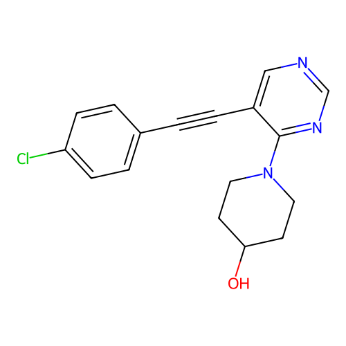 4-Piperidinol, 1-[5-[(4-chlorophenyl)ethynyl]-4-pyrimidinyl]- structure