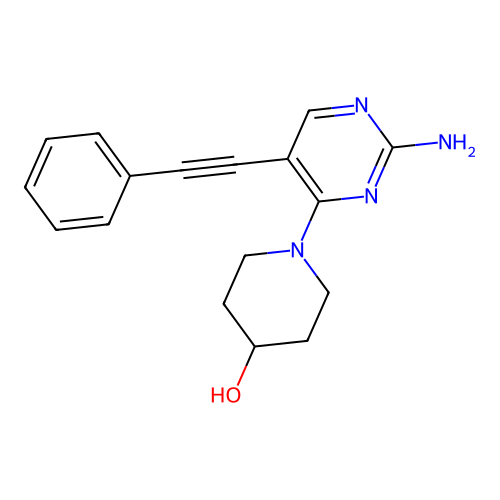 4-Piperidinol, 1-[2-amino-5-(phenylethynyl)-4-pyrimidinyl]- structure