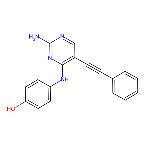 Phenol, 4-[[2-amino-5-(phenylethynyl)-4-pyrimidinyl]amino]- structure