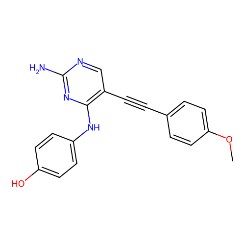 Phenol, 4-[[2-amino-5-[(4-methoxyphenyl)ethynyl]-4-pyrimidinyl]amino]- structure