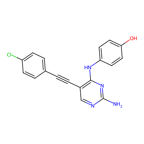 Phenol, 4-[[2-amino-5-[(4-chlorophenyl)ethynyl]-4-pyrimidinyl]amino]- structure