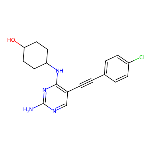2-Amino-5-(4-chlorophenylethynyl)-4-(4-hydroxycyclohexylamino)pyrimidine structure