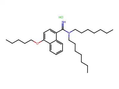 N,N-Diheptyl-4-(pentyloxy)naphthalene-1-carboximidamide--hydrogen chloride (1/1) structure
