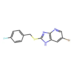 6-bromo-2-[(4-fluorophenyl)methylsulfanyl]-1H-imidazo[4,5-b]pyridine structure