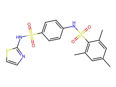2,4,6-trimethyl-N-[4-(1,3-thiazol-2-ylsulfamoyl)phenyl]benzenesulfonamide structure