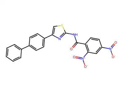 2,4-dinitro-N-[4-(4-phenylphenyl)-1,3-thiazol-2-yl]benzamide structure