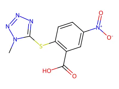 2-((1-methyl-1H-1,2,3,4-tetrazol-5-yl)sulfanyl)-5-nitrobenzoic acid structure