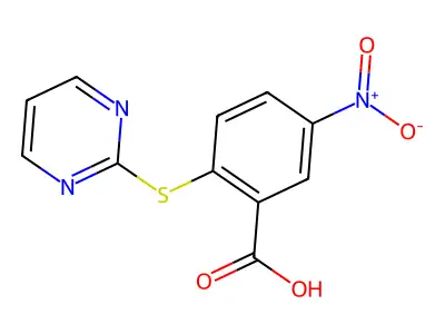 5-Nitro-2-(2-pyrimidinylthio)benzoic acid structure
