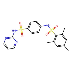 2,4,6-trimethyl-N-[4-(pyrimidin-2-ylsulfamoyl)phenyl]benzenesulfonamide structure