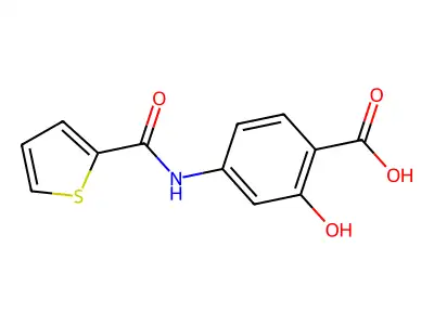 2-Hydroxy-4-[(thiophen-2-ylcarbonyl)amino]benzoic acid structure