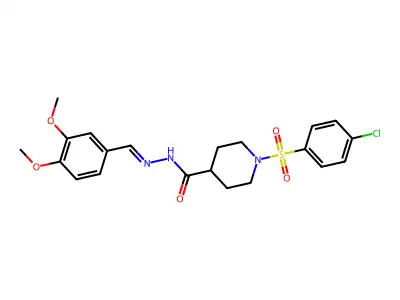 1-(4-chlorophenyl)sulfonyl-N-[(3,4-dimethoxyphenyl)methylideneamino]piperidine-4-carboxamide structure