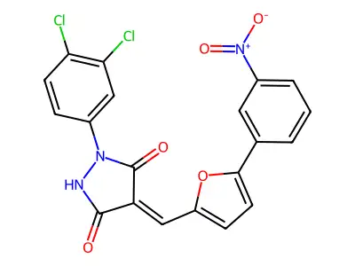 1-(3,4-Dichlorophenyl)-4-[[5-(3-nitrophenyl)-2-furanyl]methylene]-3,5-pyrazolidinedione structure