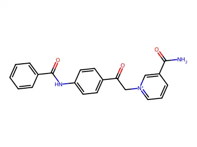 1-[2-(4-Benzamidophenyl)-2-oxoethyl]-3-carbamoylpyridin-1-ium structure