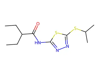 2-ethyl-N-(5-(isopropylthio)-1,3,4-thiadiazol-2-yl)butanamide structure