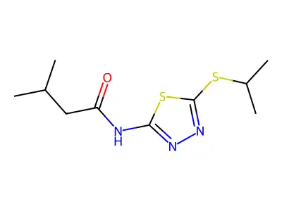 N-(5-(isopropylthio)-1,3,4-thiadiazol-2-yl)-3-methylbutanamide structure