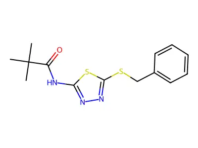 N-(5-(benzylthio)-1,3,4-thiadiazol-2-yl)pivalamide structure