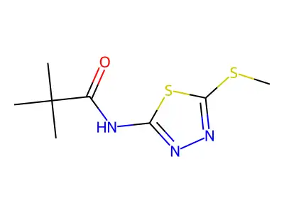 N-(5-(methylthio)-1,3,4-thiadiazol-2-yl)pivalamide structure