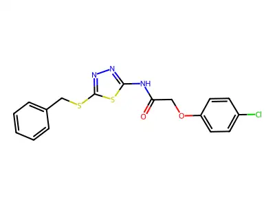 N-(5-benzylsulfanyl-1,3,4-thiadiazol-2-yl)-2-(4-chlorophenoxy)acetamide structure
