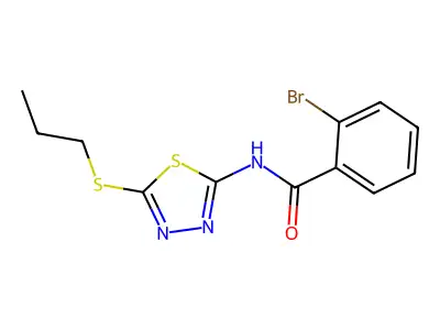 2-bromo-N-(5-propylsulfanyl-1,3,4-thiadiazol-2-yl)benzamide structure