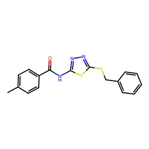 N-[5-(benzylsulfanyl)-1,3,4-thiadiazol-2-yl]-4-methylbenzamide structure