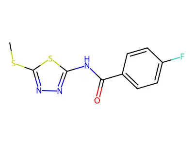 4-fluoro-N-(5-methylsulfanyl-1,3,4-thiadiazol-2-yl)benzamide structure