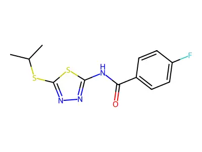 4-fluoro-N-(5-(isopropylthio)-1,3,4-thiadiazol-2-yl)benzamide structure