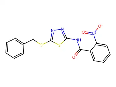 N-(5-(benzylthio)-1,3,4-thiadiazol-2-yl)-2-nitrobenzamide structure