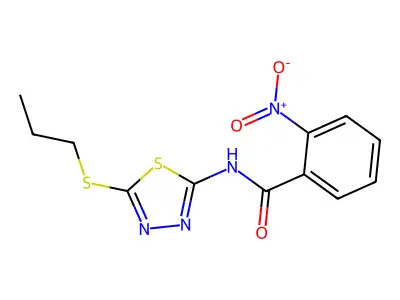 2-nitro-N-(5-(propylthio)-1,3,4-thiadiazol-2-yl)benzamide structure