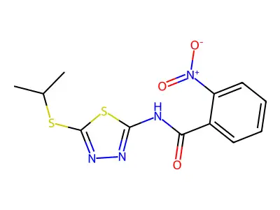 N-(5-(isopropylthio)-1,3,4-thiadiazol-2-yl)-2-nitrobenzamide structure