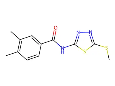 3,4-dimethyl-N-(5-(methylthio)-1,3,4-thiadiazol-2-yl)benzamide structure