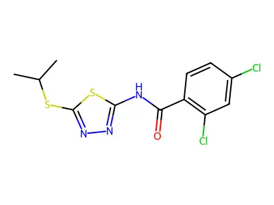 2,4-dichloro-N-(5-(isopropylthio)-1,3,4-thiadiazol-2-yl)benzamide structure