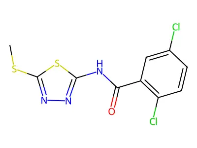 2,5-dichloro-N-(5-(methylthio)-1,3,4-thiadiazol-2-yl)benzamide structure