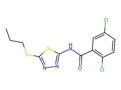 2,5-dichloro-N-(5-propylsulfanyl-1,3,4-thiadiazol-2-yl)benzamide structure