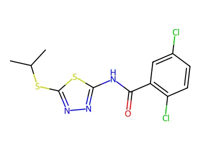 2,5-dichloro-N-(5-(isopropylthio)-1,3,4-thiadiazol-2-yl)benzamide structure