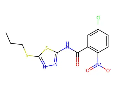 5-chloro-2-nitro-N-(5-(propylthio)-1,3,4-thiadiazol-2-yl)benzamide structure